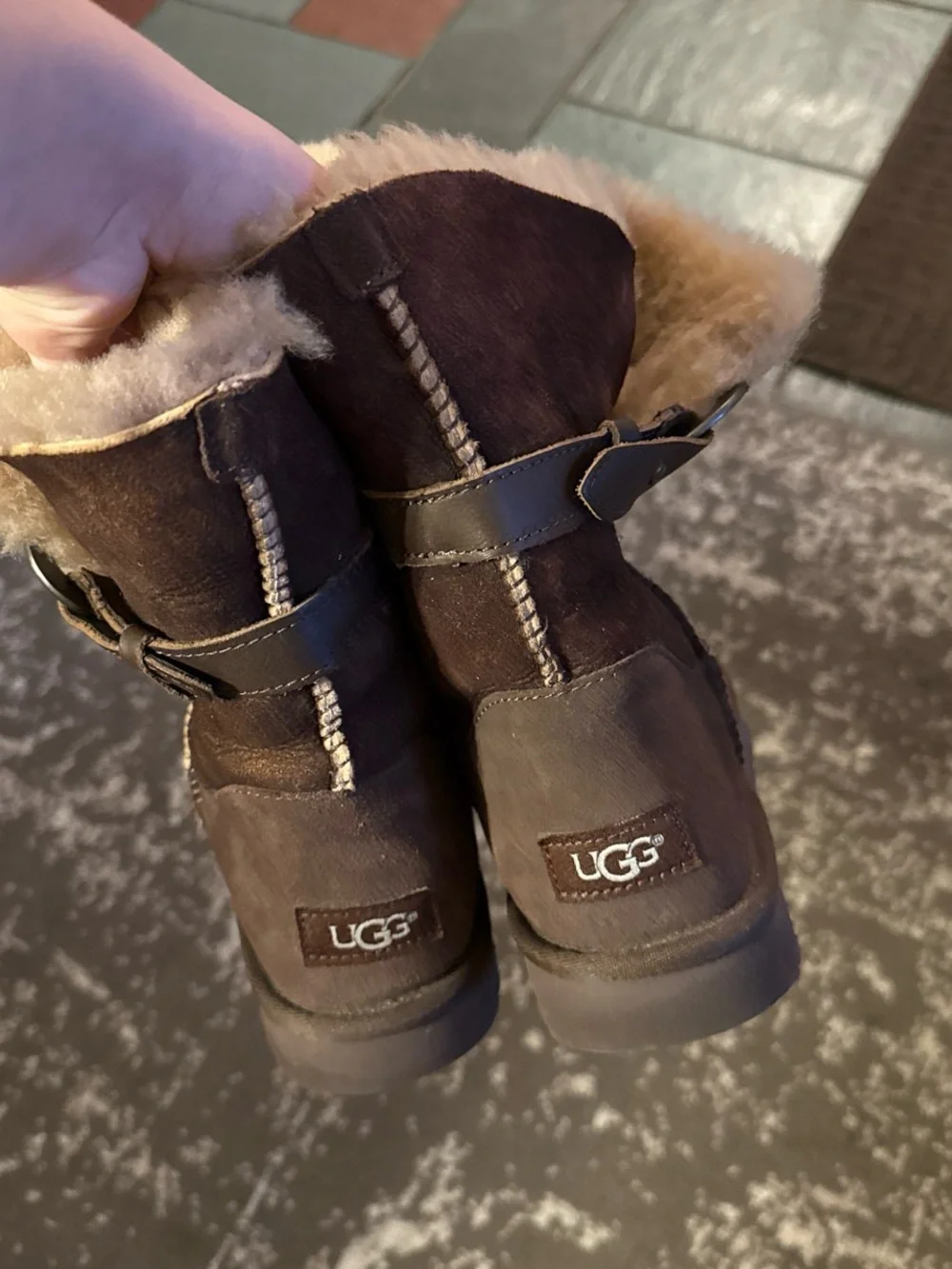 UGG Women's Suede Shearling Buckle Nash Boots